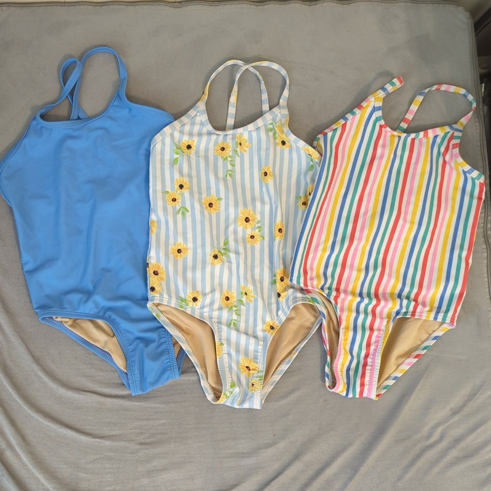 Old Navy Blue and Yellow One Pieces Girls Swimsuits